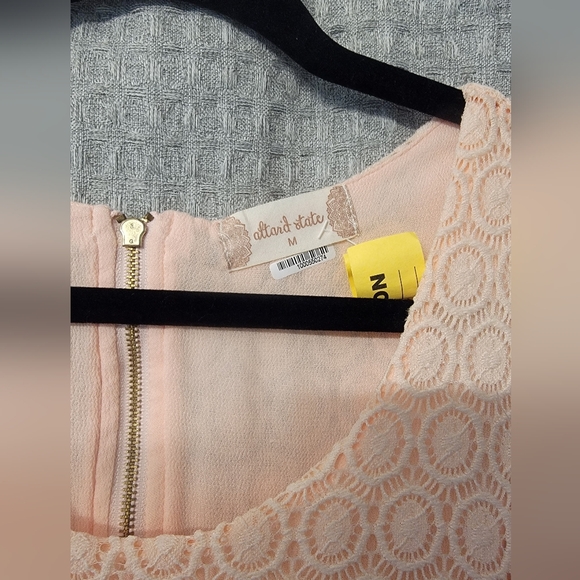 Altar'd State Blush Light Pink Maxi Floral Lace Dress with Slit - Picture 5 of 6